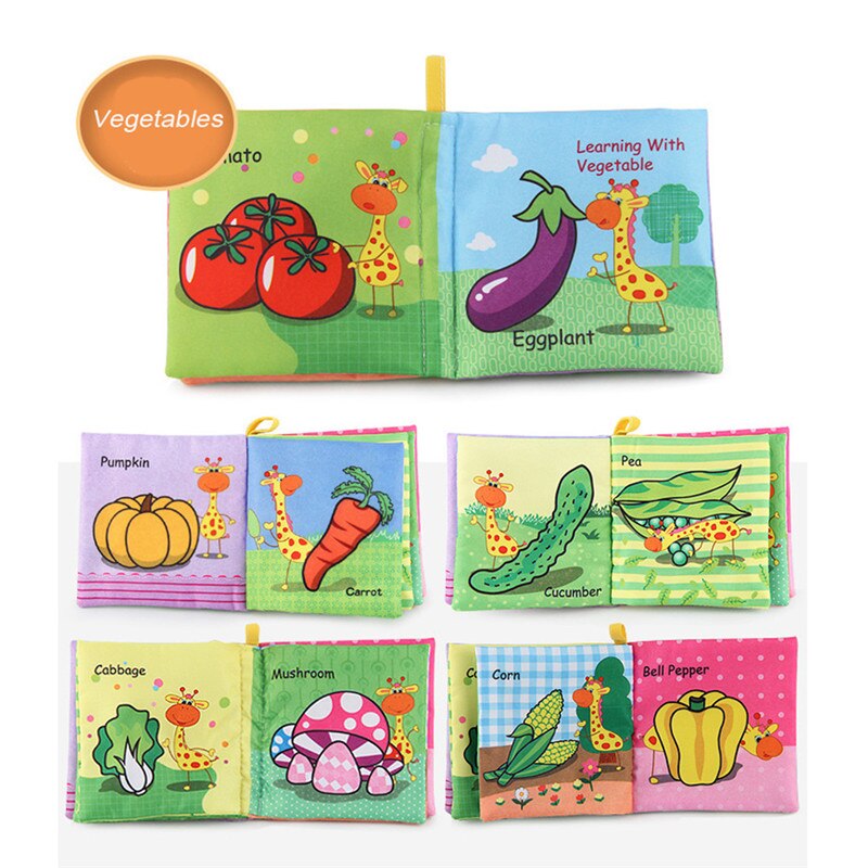Cute Fruit Vegetables traffic shape Style BabyToy Children Early Education Soft Cloth Books Learning Education Activity Books