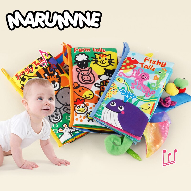 Marumine Animal 3D Cloth Quiet Book Baby Soft Book Jungle Farm Sea Animal Soft Cloth Learning Cognize Books For 0-12 Months Kid