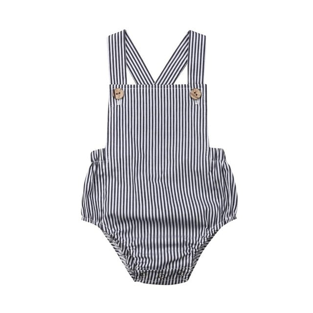 11Color Newborn Infant Baby Boy Girl Bodysuit Summer Button Jumpsuit Striped Casual Sleeveless Backless Solid Outfits Clothes