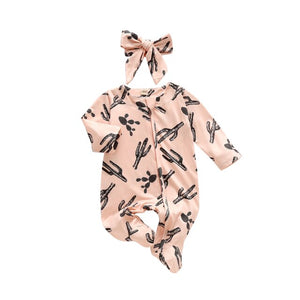 Ma&Baby 0-6M Newborn Infant Baby Girls Footies Cute Ruffles Long Sleeve Jumpsuit Cactus Donuts Print Autumn Baby Girl Clothes