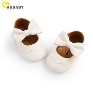 Ma&Baby 0-18M Princess Newborn Infant Baby Girls Shoes Pu Leather Bow First Walkers Toddler Baby Girl  Anti-Slip Shoes Birthday