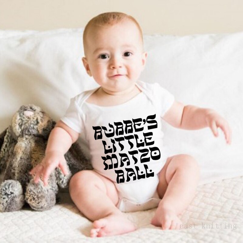 DERMSPE Summer Newborn Baby Boy Girl Cotton Short Sleeve Letter Print Babbes Little Matzo Ball Romper Jumpsuit Baby Clothes