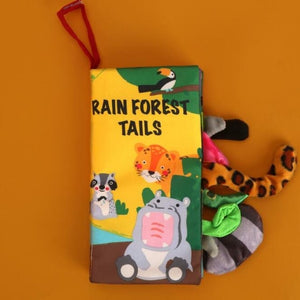 Beiens Infant 3 Style Baby Cloth Books Early Learning Educational Toys with Animals Tails Soft Cloth Development Books Rattles
