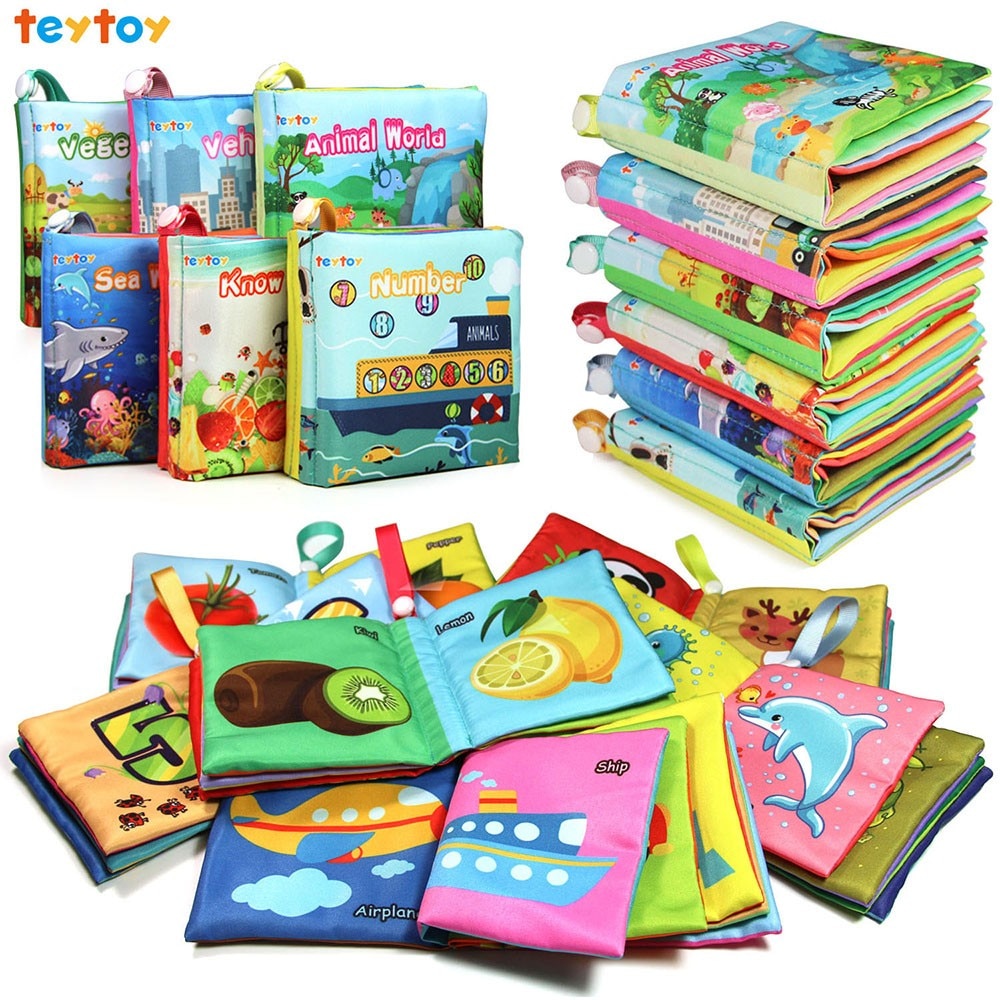 My First Soft Book,teytoy 6 PCS Baby Cloth Books Early Education Toys Activity Learn Book for Toddler, Infants