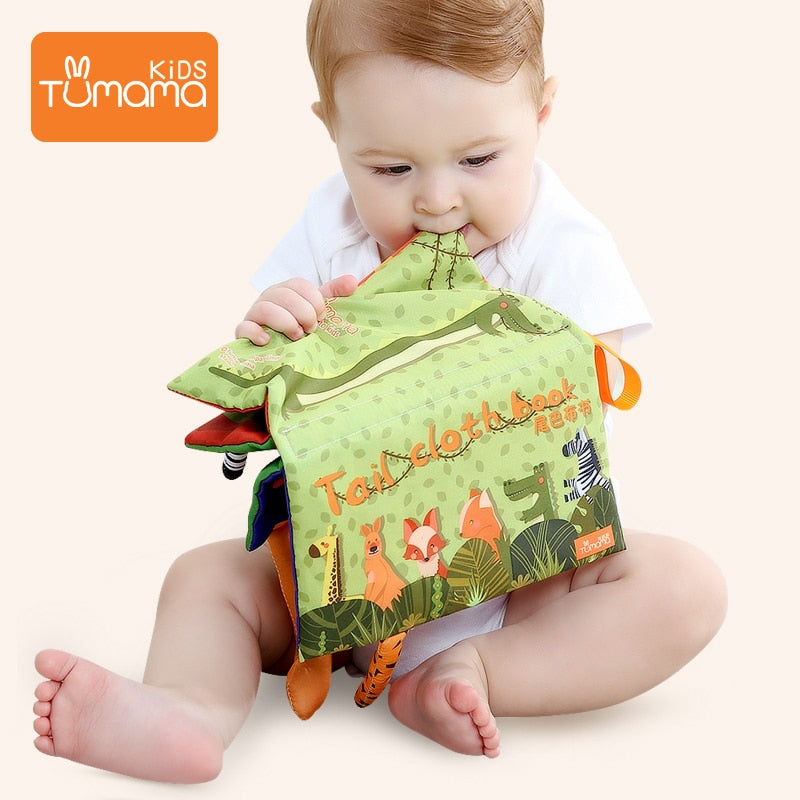 Tumama Baby Cloth Book 3D not fade Animal Tail Cloth Books Infant Newborn Soft Fabric Cloth Book Learning Educational For Kids