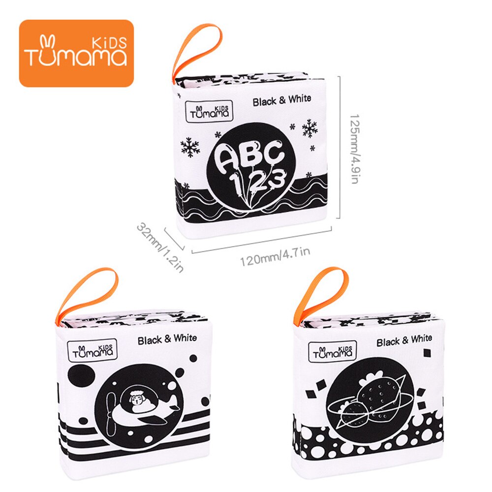 3PCS Baby Cloth Books Early Learning Educational Toys Black White Soft Cloth Tear not bad Books Cartoon Animal Infant Toys