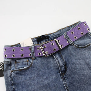New Designer Harajuku Wide Belt Canvas Web Double Grommet Hole Buckle Belt Female Male Hot Waist Strap Belts for Women Men Jeans