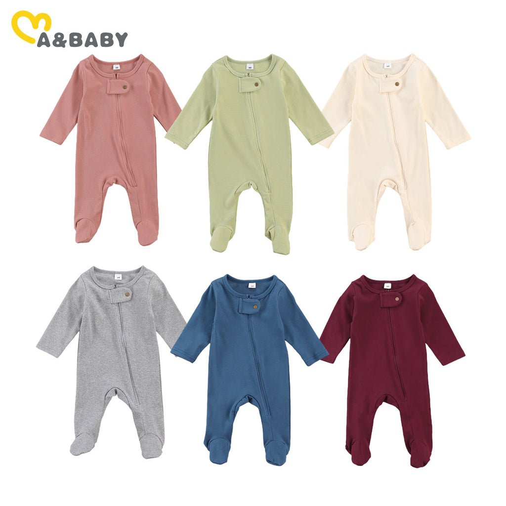 Ma&Baby 0-6M Autumn Spring Infant Newborn Baby Girl Boy Romper Long Sleeve Zipper Jumpsuit Soft Baby Clothing